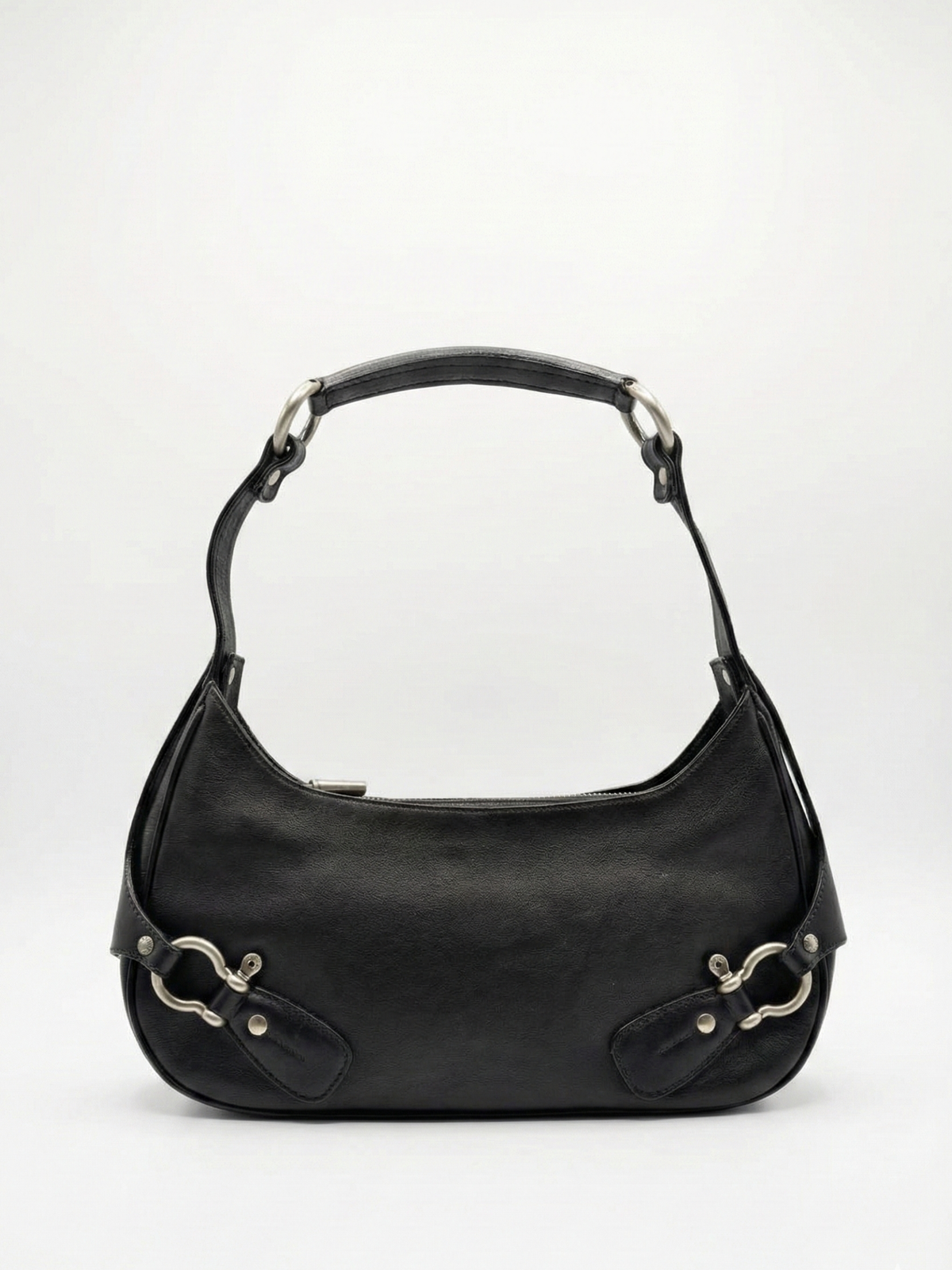 Vintage Burberry Shoulder Bag Black Leather
