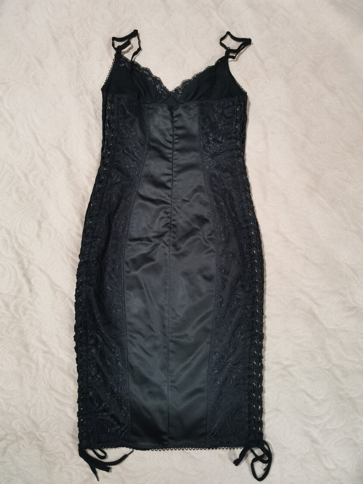 Dolce & Gabbana Lace-Up Bustier Dress in Black Satin