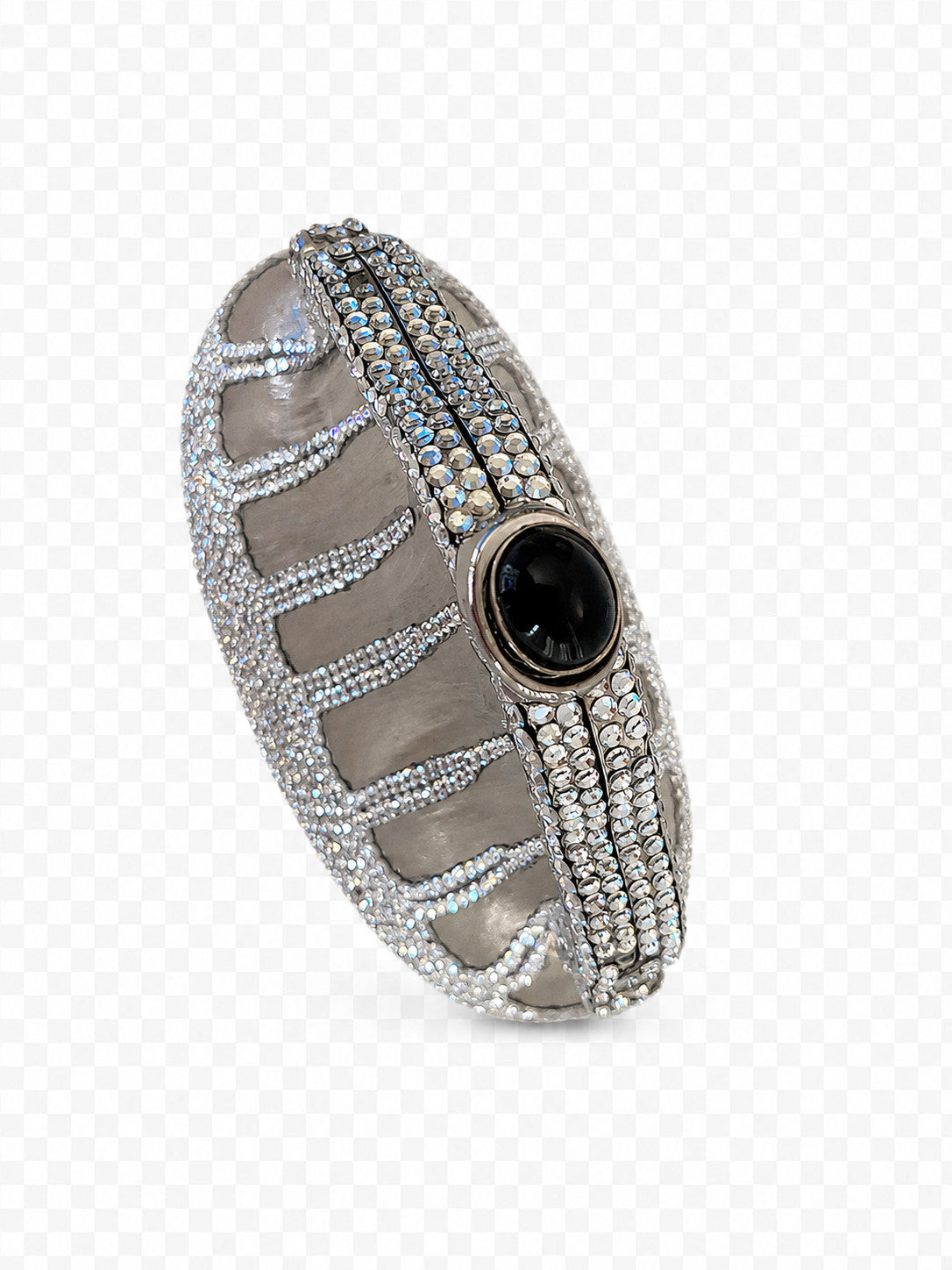 Judith Leiber Crystal Shell Minaudiere Clutch in Silver