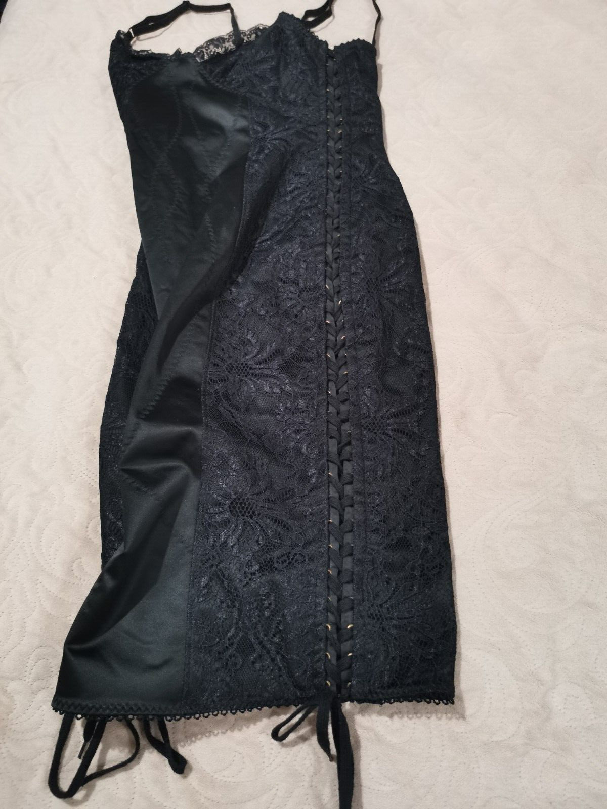 Dolce & Gabbana Lace-Up Bustier Dress in Black Satin