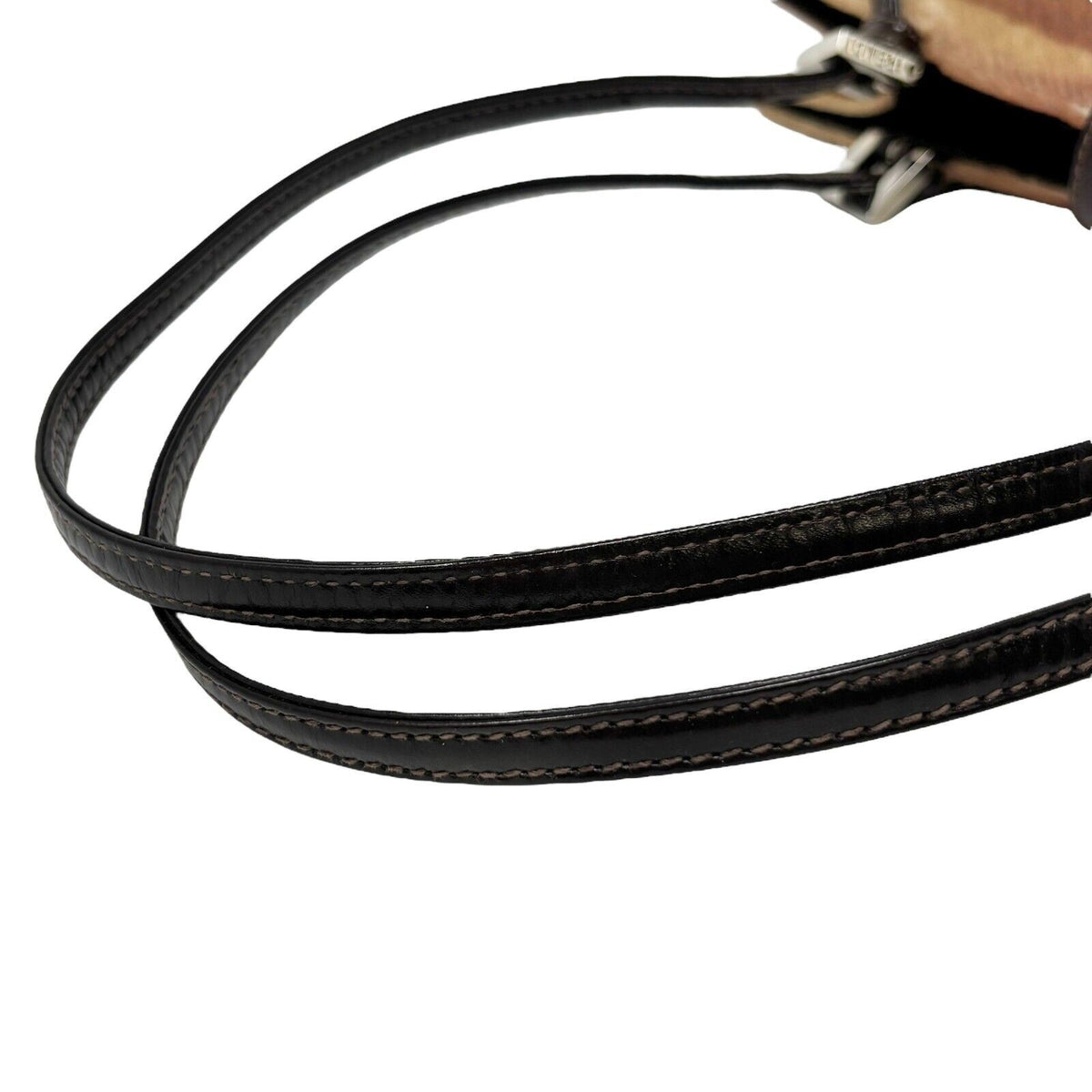 Fendi Vintage FF Logo Calf Hair Shoulder Bag, Brown & Silver