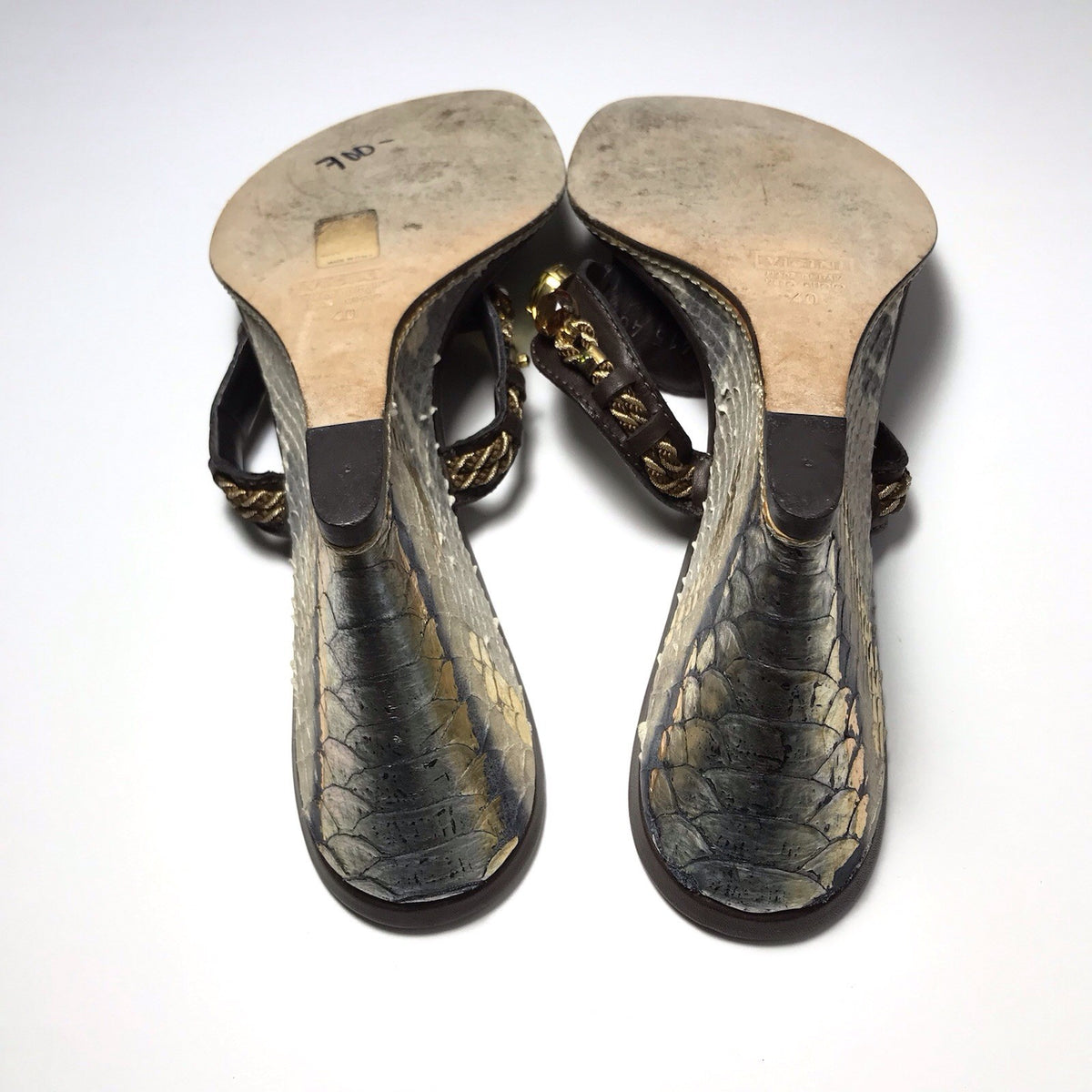 Giuseppe Zanotti Crystal Embellished Snake Wedge Thong Sandals
