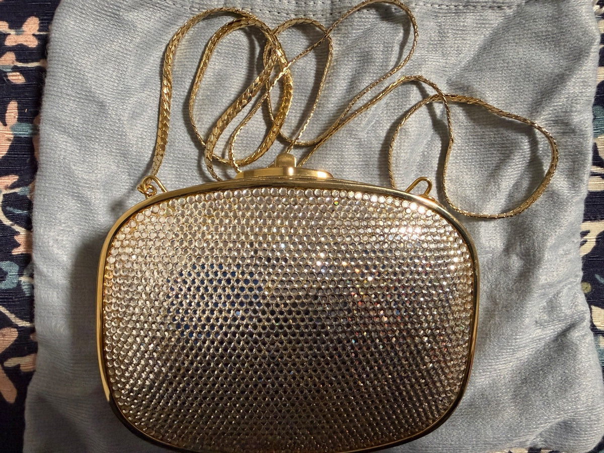 Judith Leiber Crystal Clutch, Gold Rhinestone