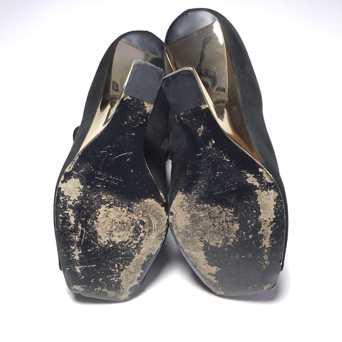 Giuseppe Zanotti Gold Illusion Wedge Black Suede Ankle Boots