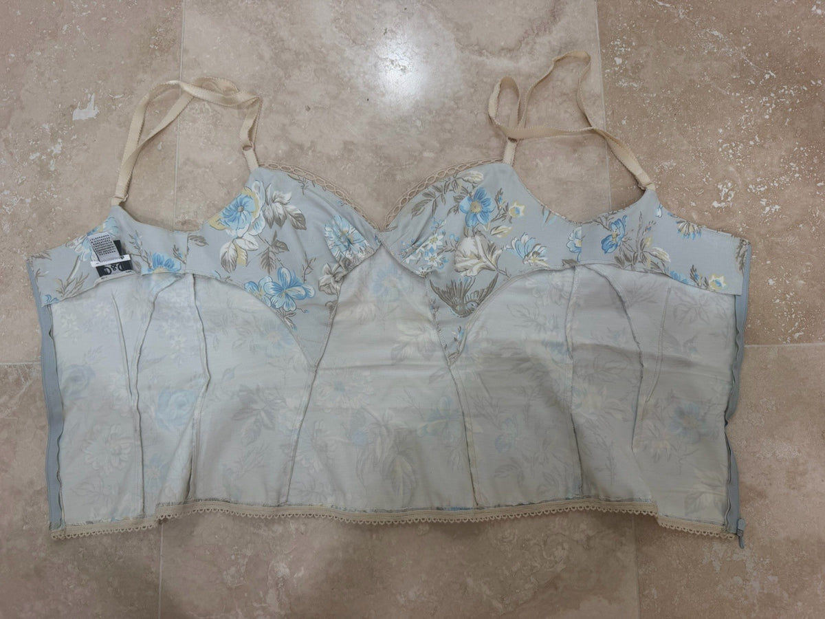 D&G Dolce & Gabbana Floral Blue Bustier Cami Top