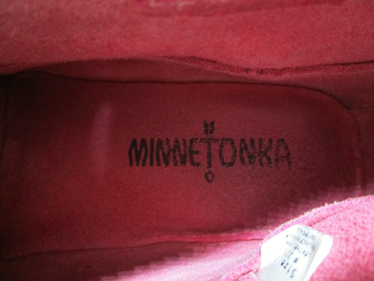 Minnetonka Moccasin Pink Leather Fringe Ankle Boots