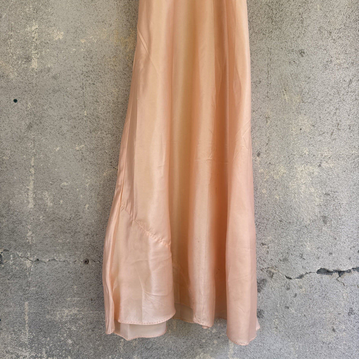 Vintage 1930s Pink Rayon Satin Bias-Cut Slip Gown
