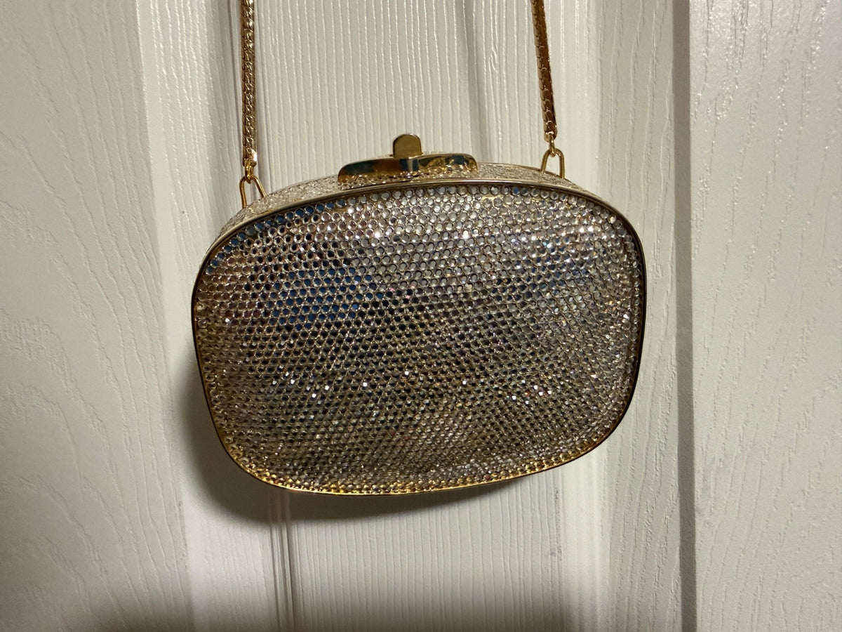 Judith Leiber Crystal Clutch, Gold Rhinestone