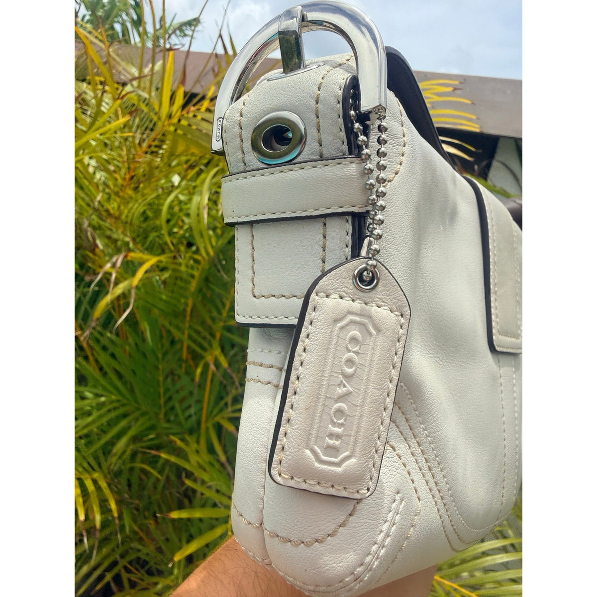 Coach Soho Flap Bag - Black Leather with Silver Buckle