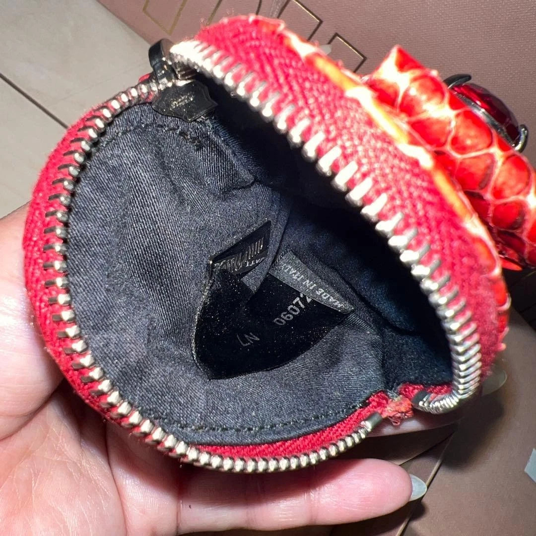Vintage Miu Miu Red Snakeskin Heart-Shaped Coin Purse