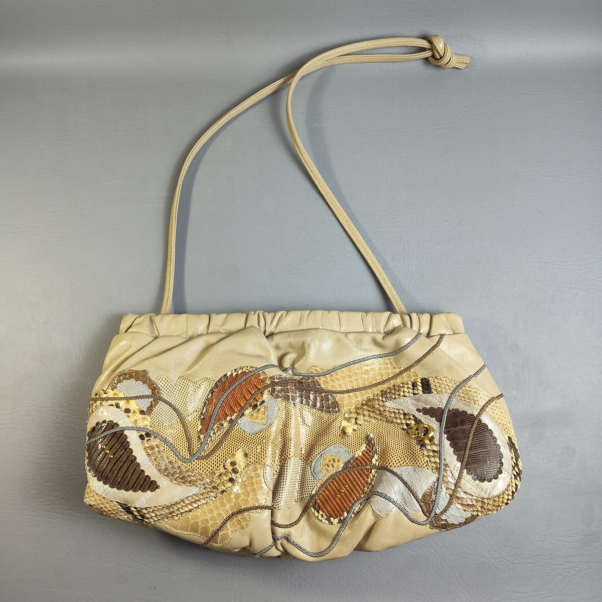 Carlo Fiori 1980s Snakeskin Patchwork Leather Shoulder Bag