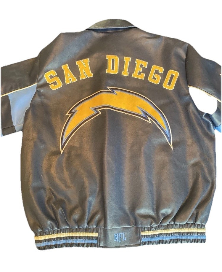Vintage San Diego Chargers Faux Leather Jacket Large
