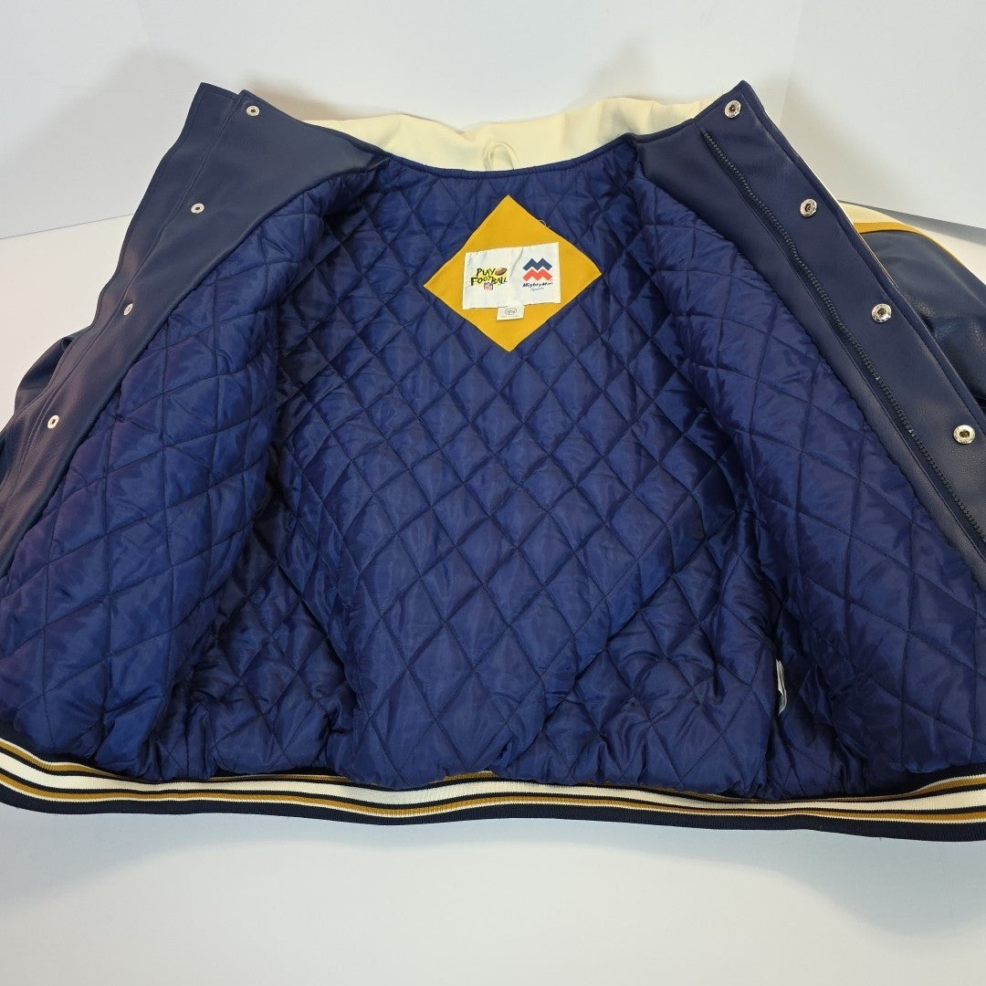 NFL St. Louis Rams Leather Bomber Jacket Kids L Vintage