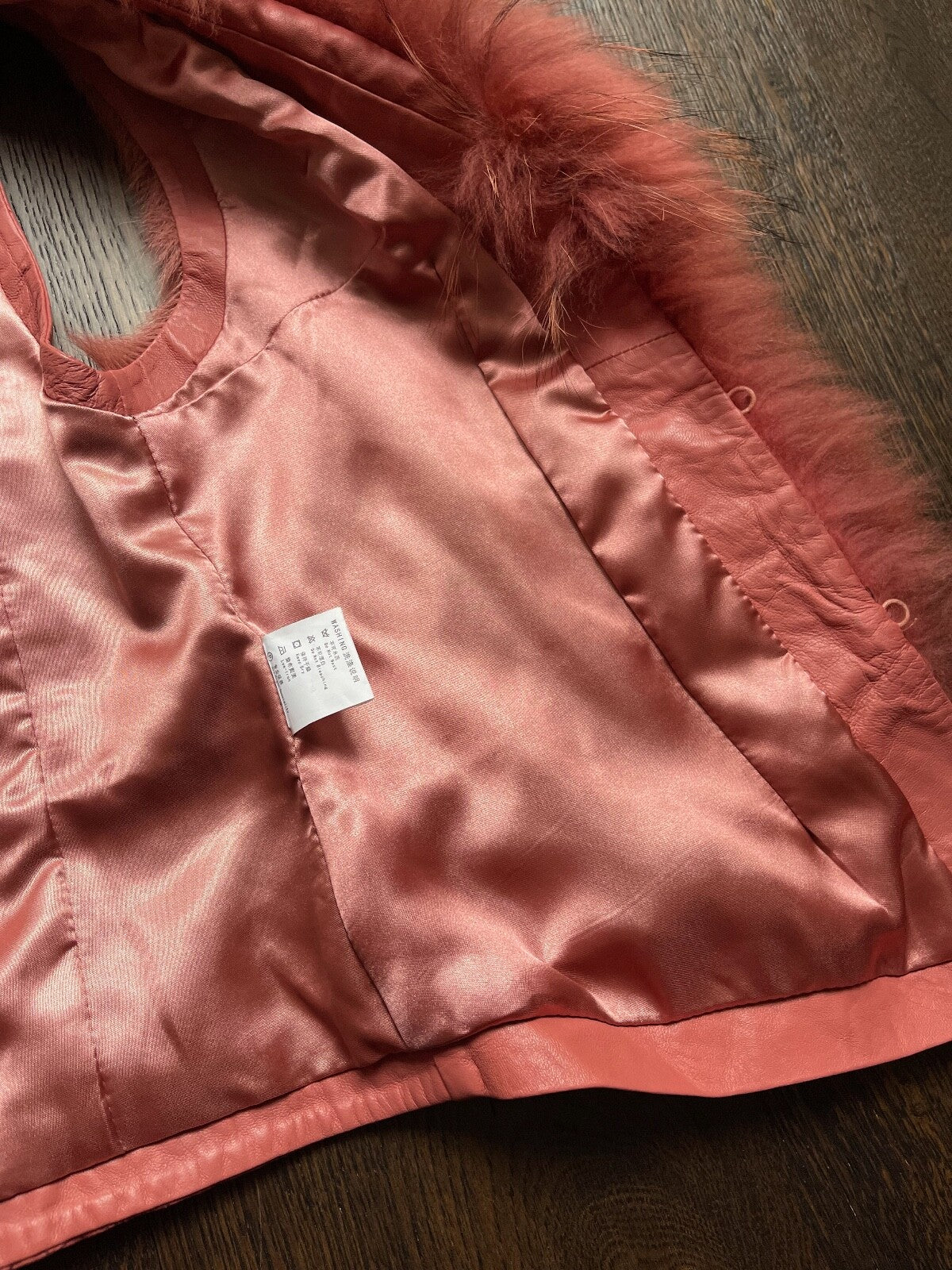 Genuine Leather Vest with Fox Fur Pink XS