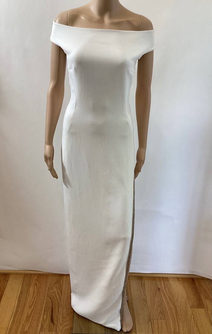 STELLA MCCARTNEY OFF THE SHOULDER SIDE SLIT DRESS SZ IT 38:MRSP: $3560