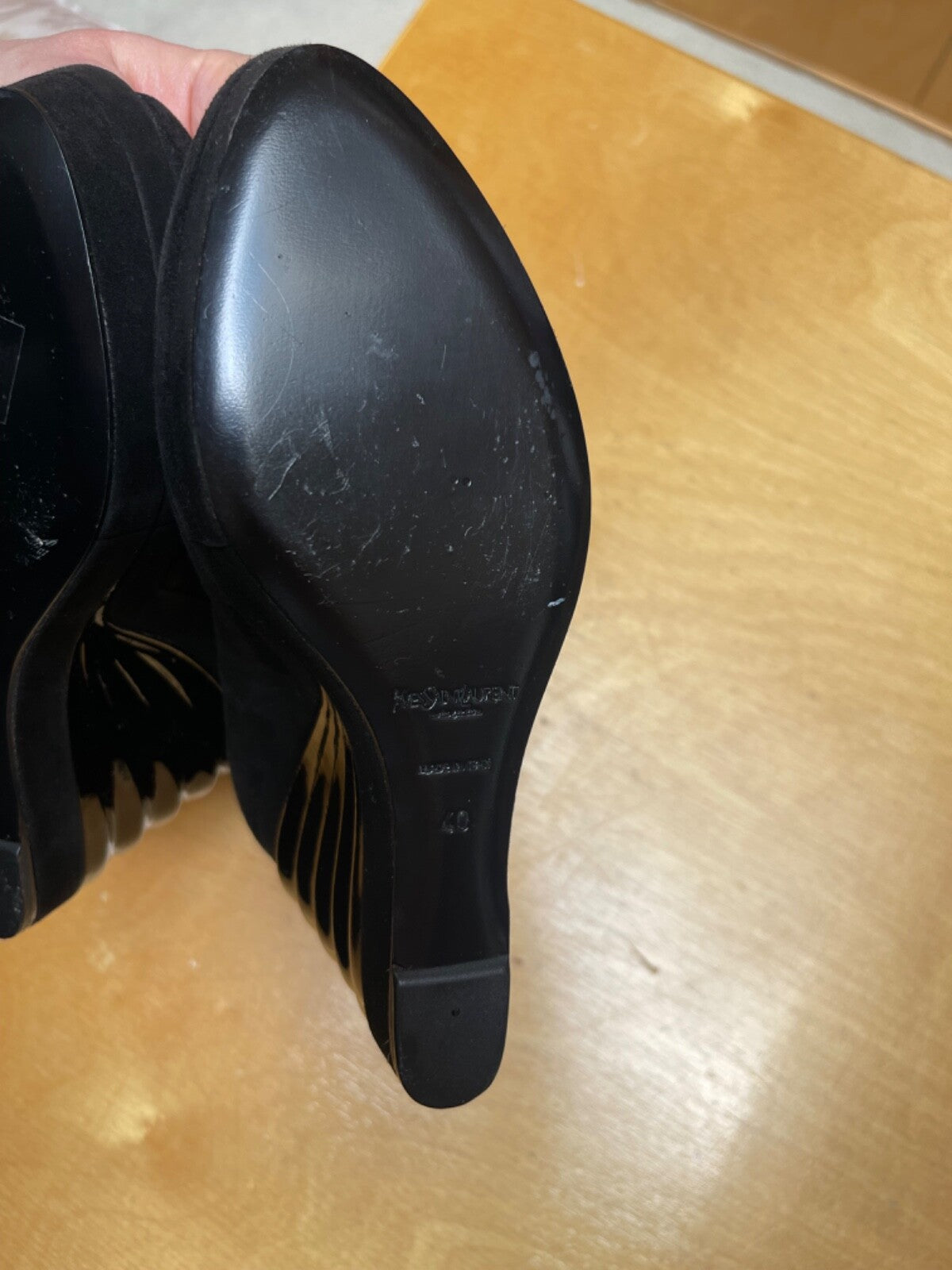 YSL Suede Platform Shoes Black Size 40