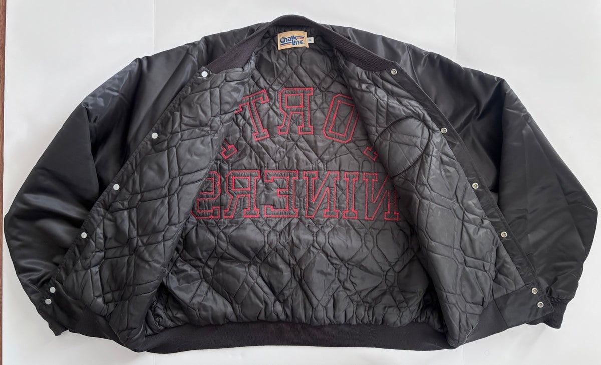 Chalk Line 1980s 49ers Black Satin Jacket XL