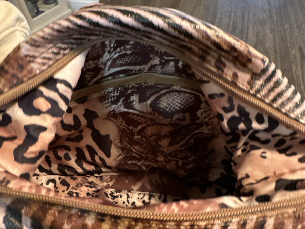 Sharif Animal Print Shoulder Bag with Studded Accents