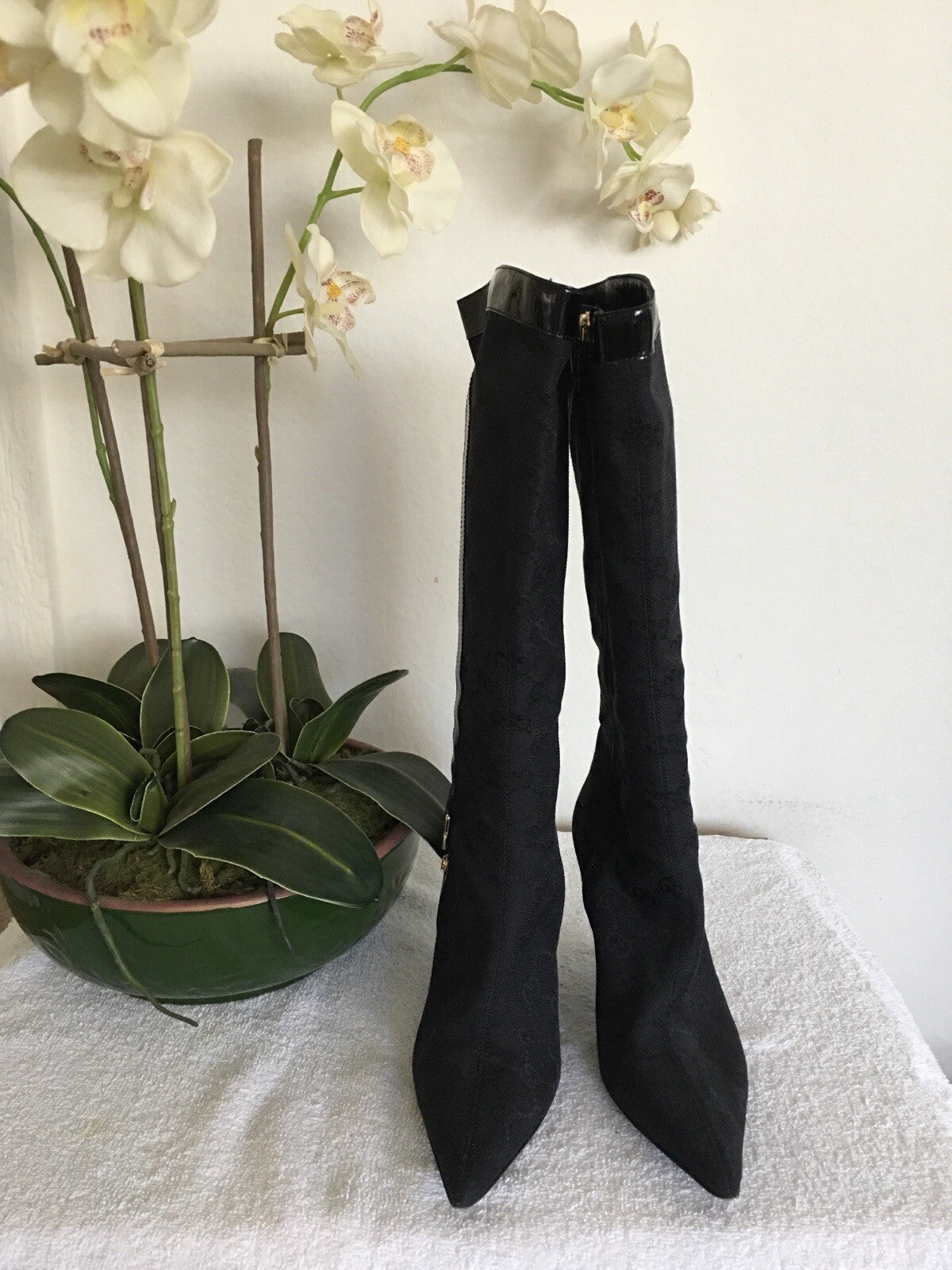 Gucci Black Canvas Boot Size 5.5