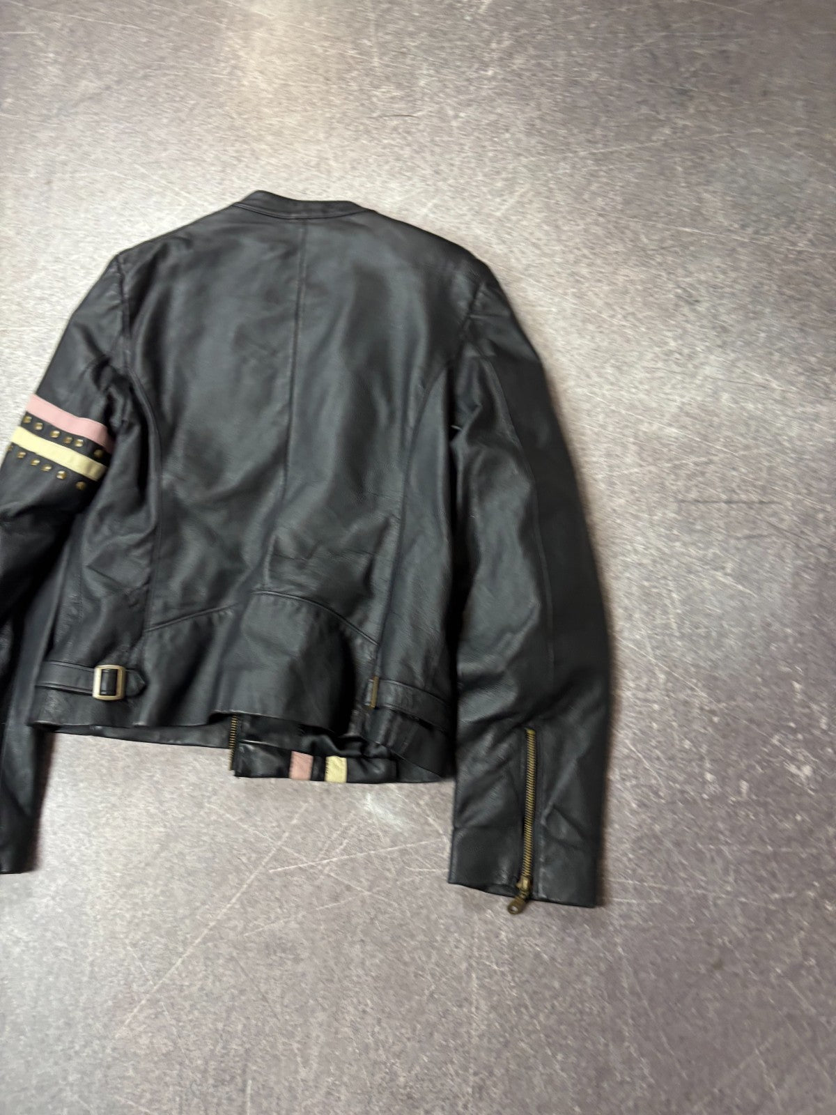 VTG Yohji Yamamoto Style Streetwear Racing Cropped Leather Jacket Fishbone