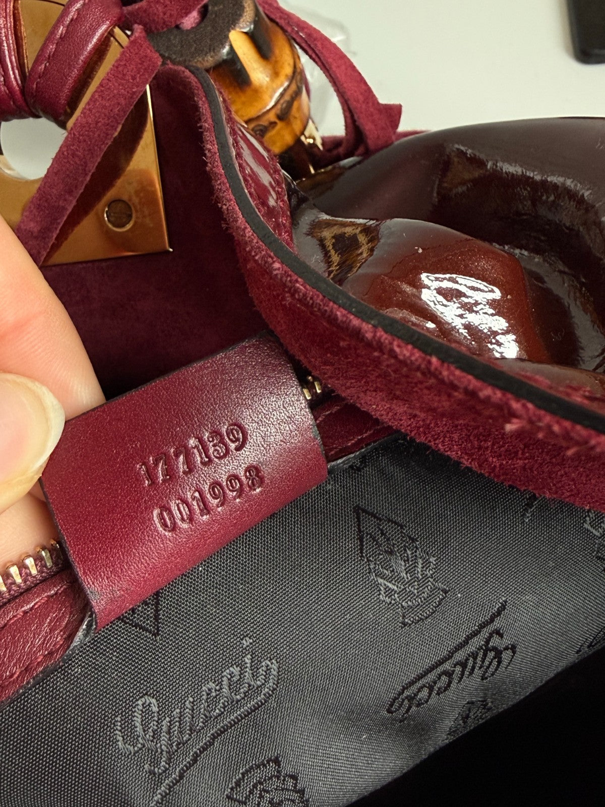 Gucci Indy Dark Red Patent Leather Hobo Bag