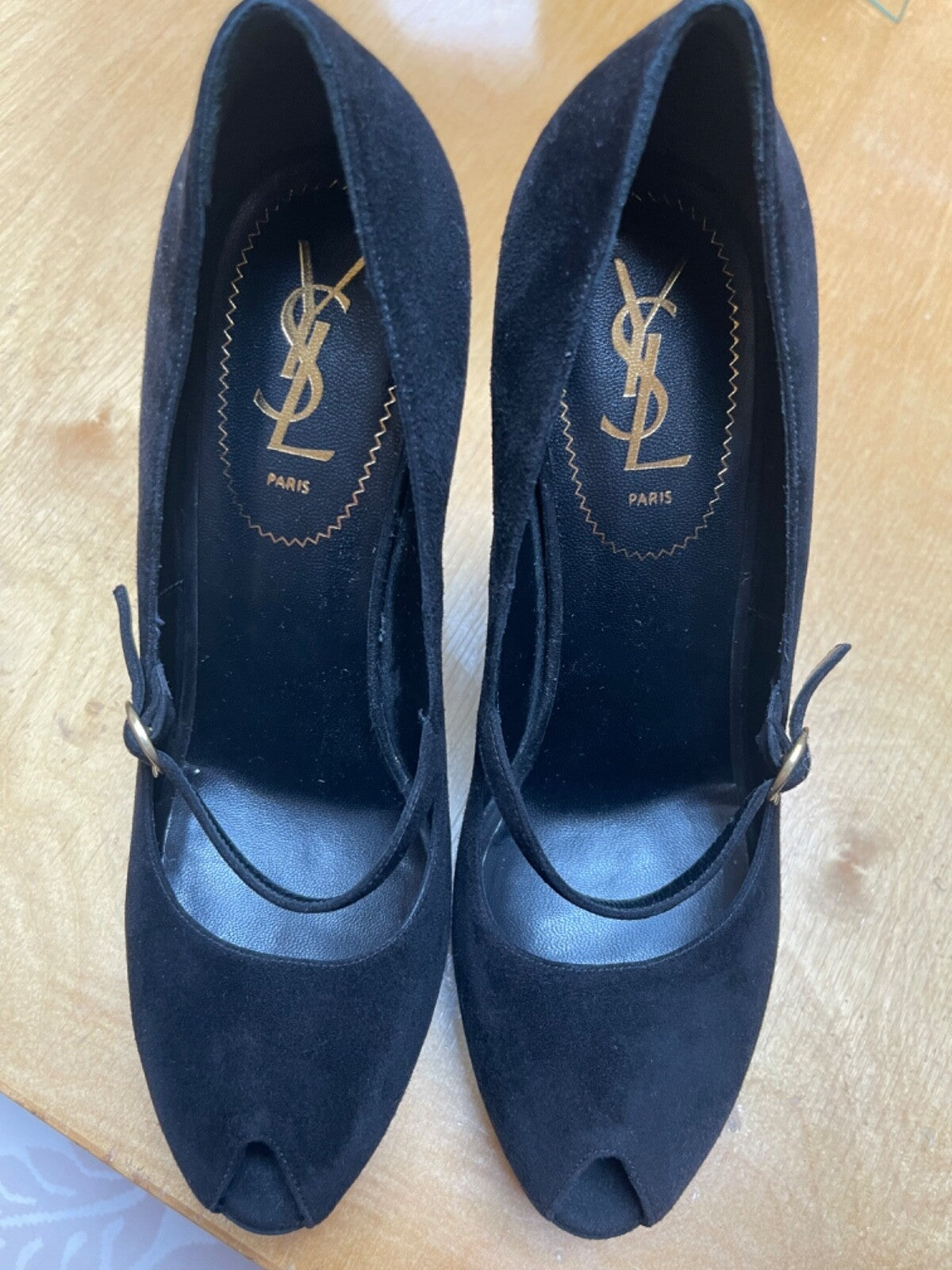 YSL Suede Platform Shoes Black Size 40