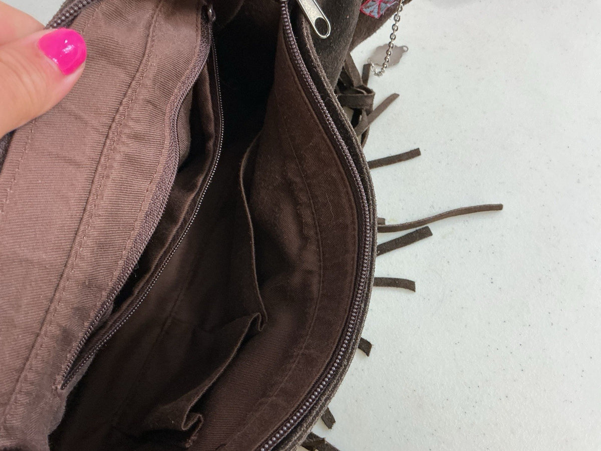 Brown Suede Fringe Crossbody Bag