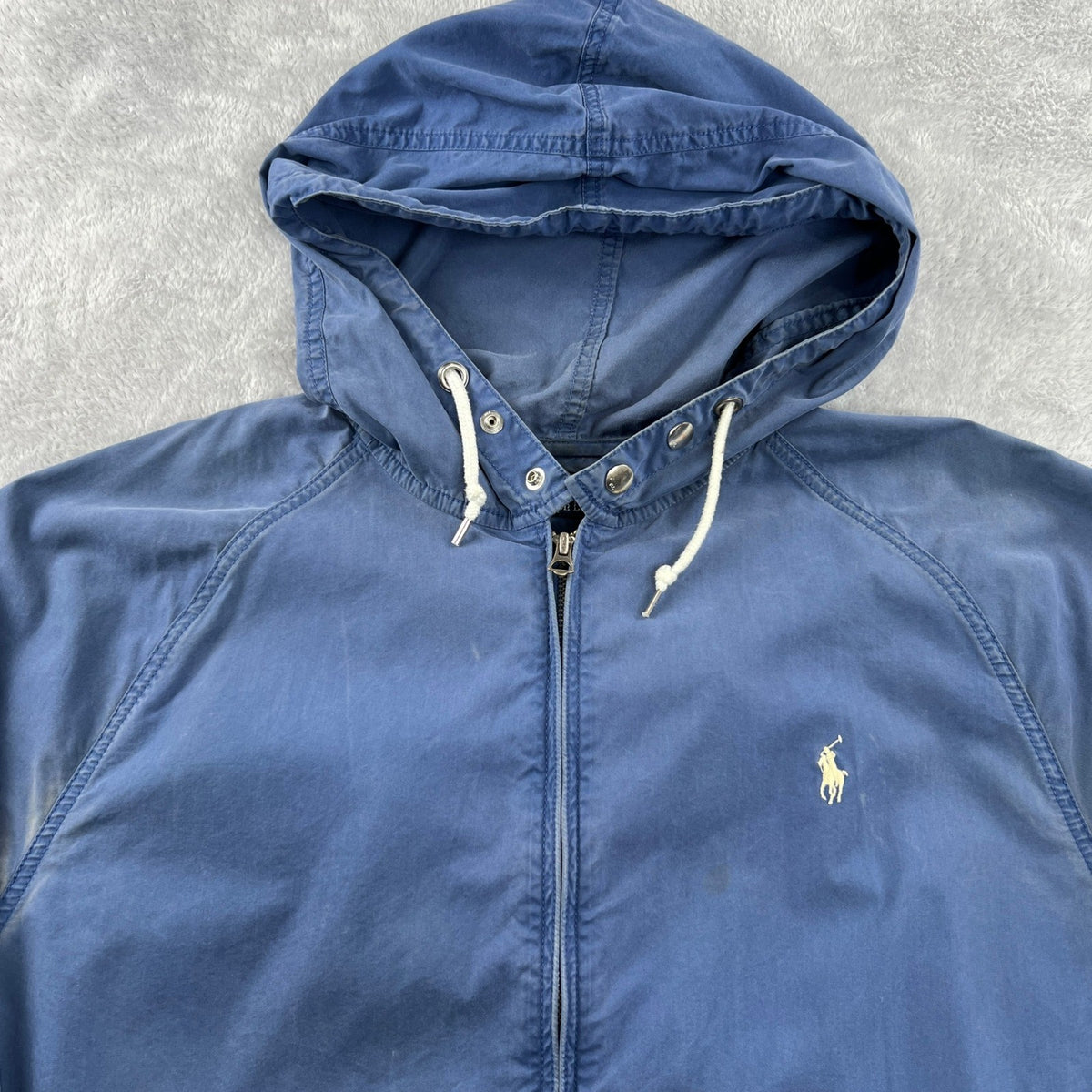 Polo Ralph Lauren Vintage Hooded Windbreaker Blue Cotton Canvas 2XL