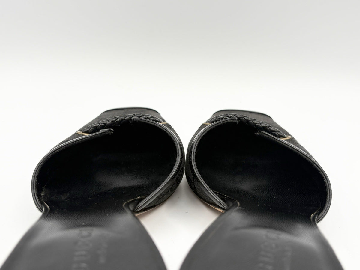 Gucci Black Canvas GG Monogram Kitten Heels with Braid Accent Size EU 35.5