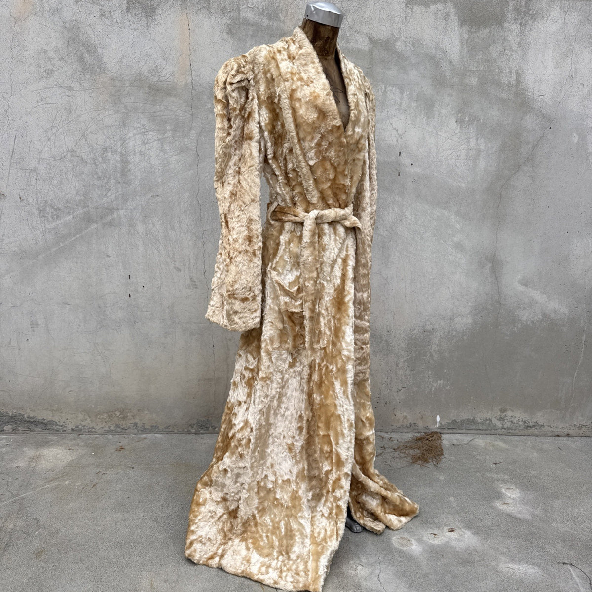 Vintage 1930s Fuzzy Plush Teddy Bear Dressing Gown Robe Coat Art Deco Dress