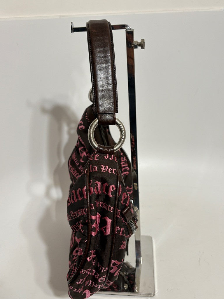 Versace Brown Embroidered Hobo Bag