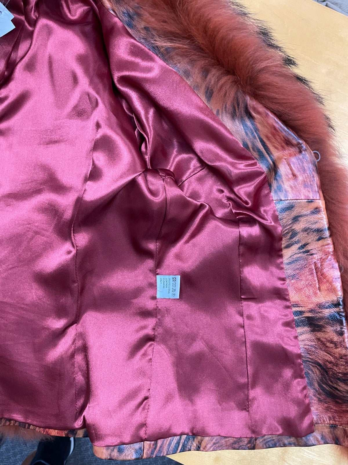 Paolo Santini Leather, real fox tream jacket women size 8