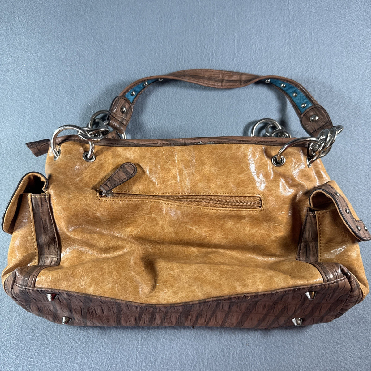 Blazin Roxx Winged Heart Peace Studded Southwestern Faux Leather Bag