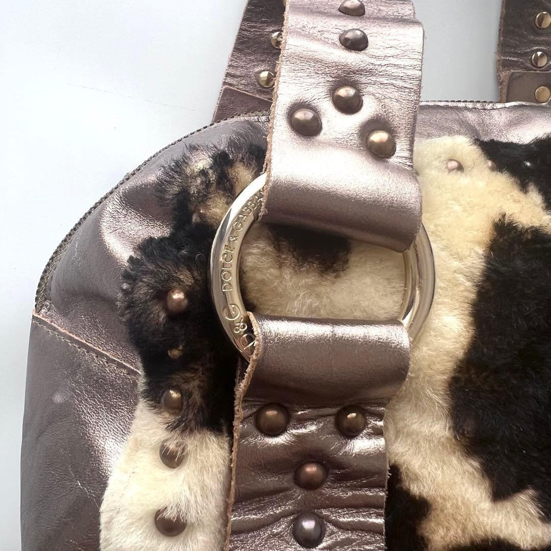 Dolce & Gabbana Vintage Fur and Leather Shoulder Bag