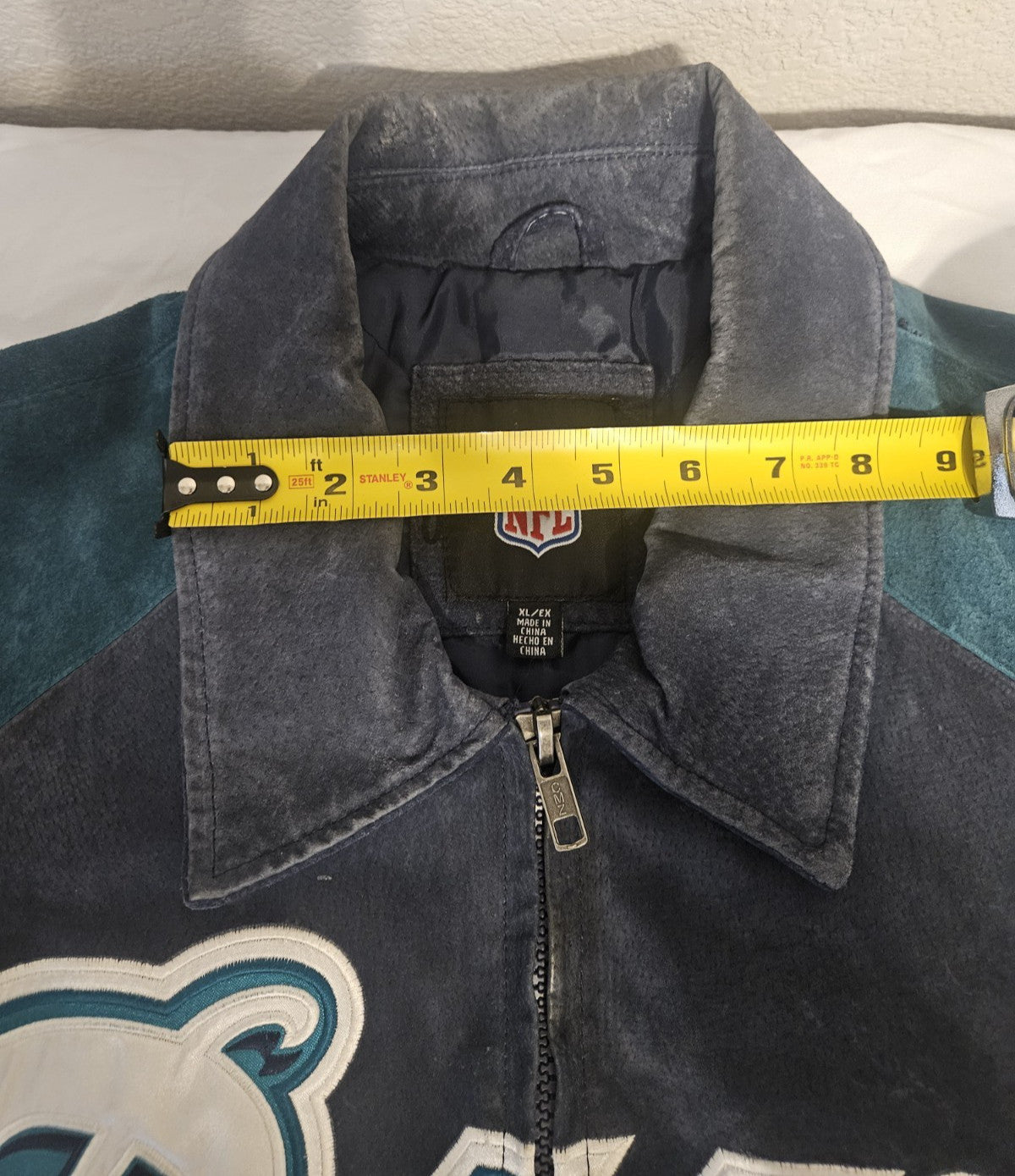 Vintage G-III Apparel NFL Miami Dolphins Leather Suede Bomber Jacket XL