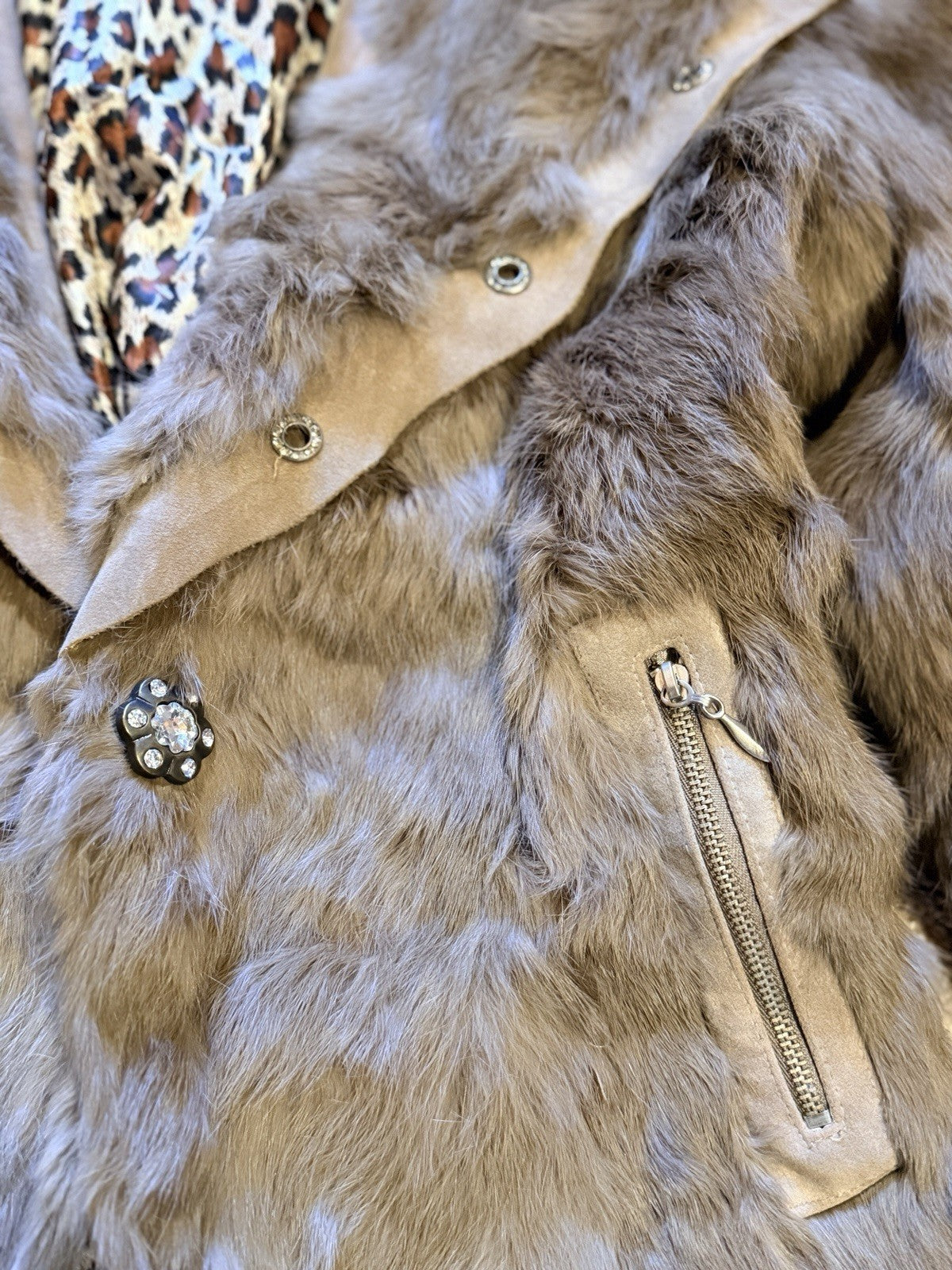 Oumanliying Women's Fur Jacket Size L