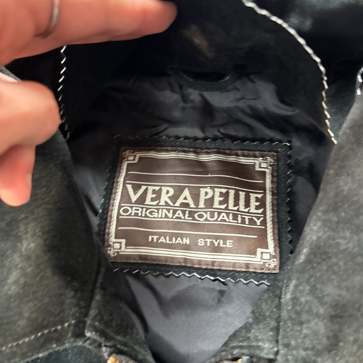 Vintage Black Suede Leather Jacket Italian Style Y2K