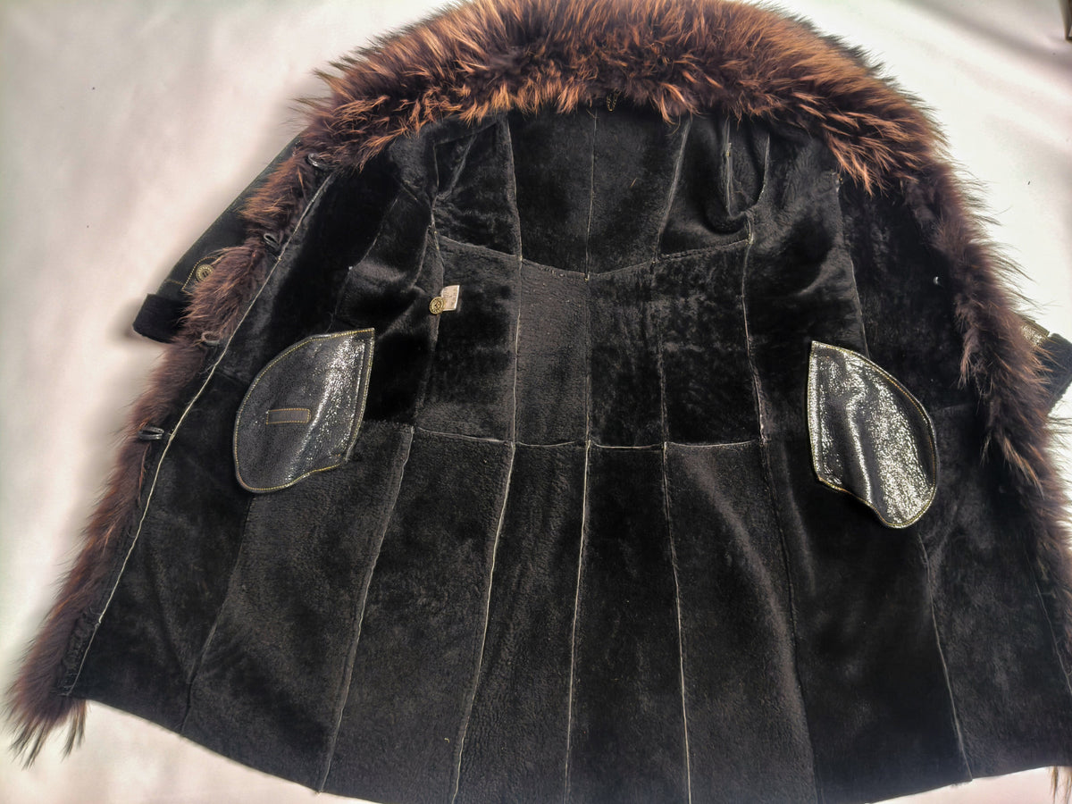 Penny Lane Belted Sheepskin Shearling Coat Size L