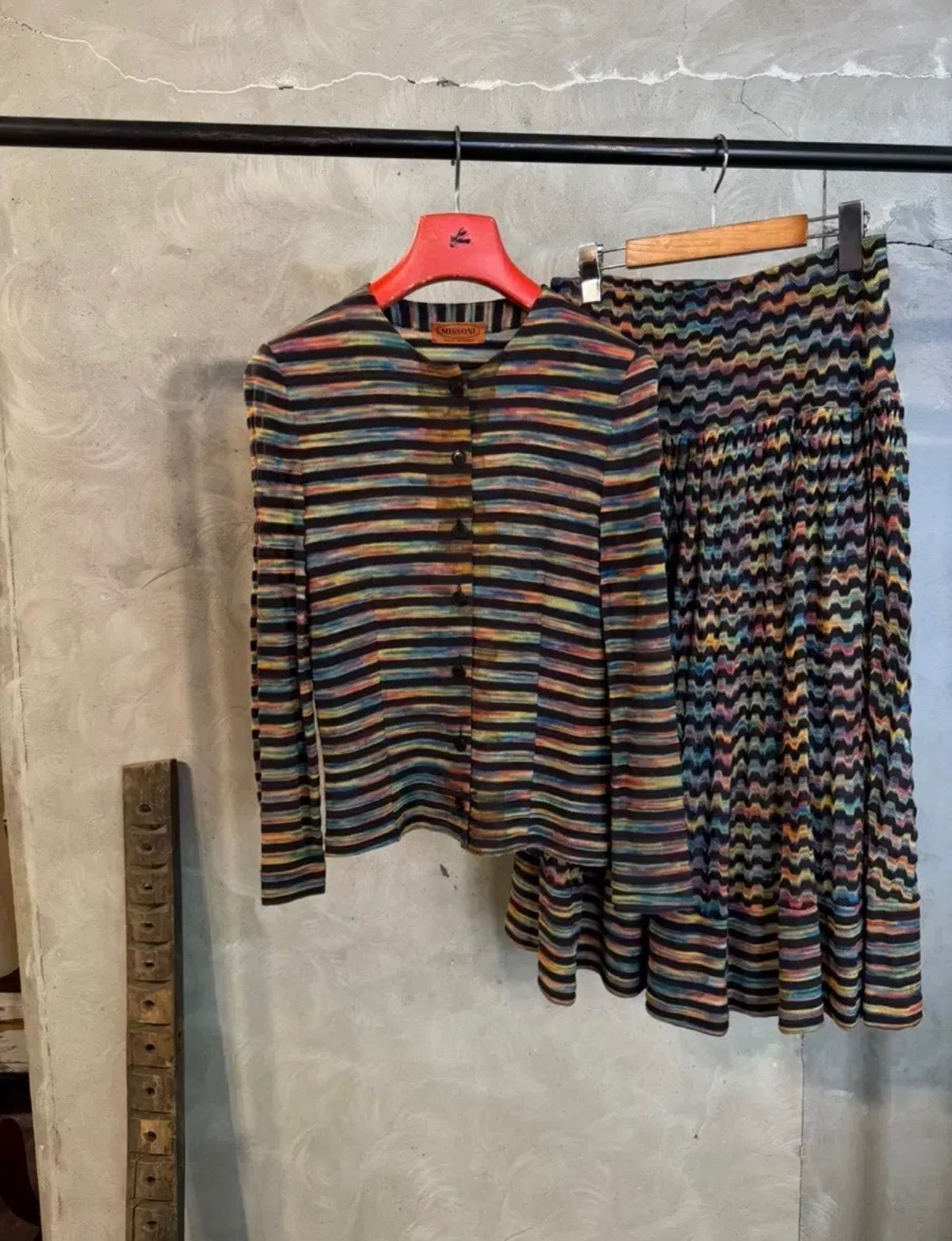Missoni Vintage Two Piece Cardigan and Skirt Set Orange Label Women's Large