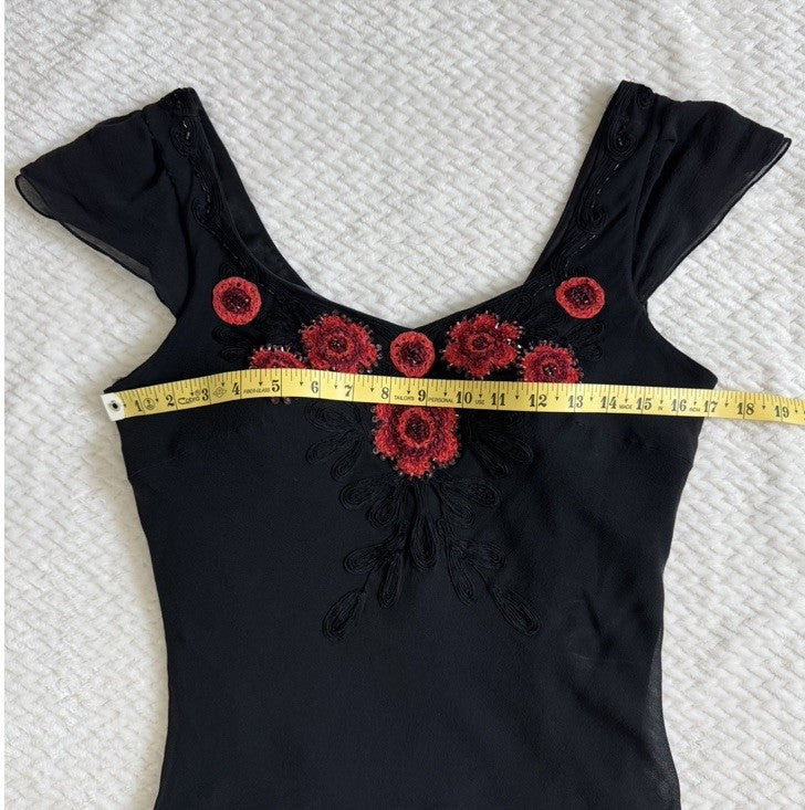 Sue Wong Vintage Silk Beaded Embroidered Skirt Top Set Size 6 Black