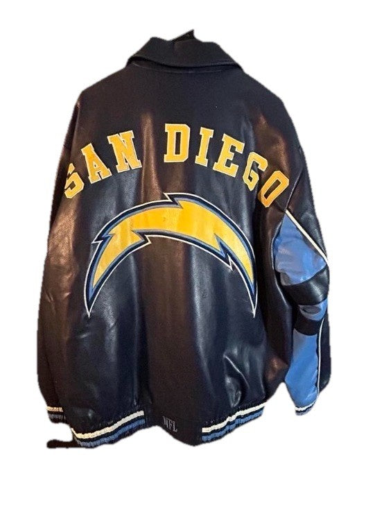 Vintage San Diego Chargers Faux Leather Jacket Large