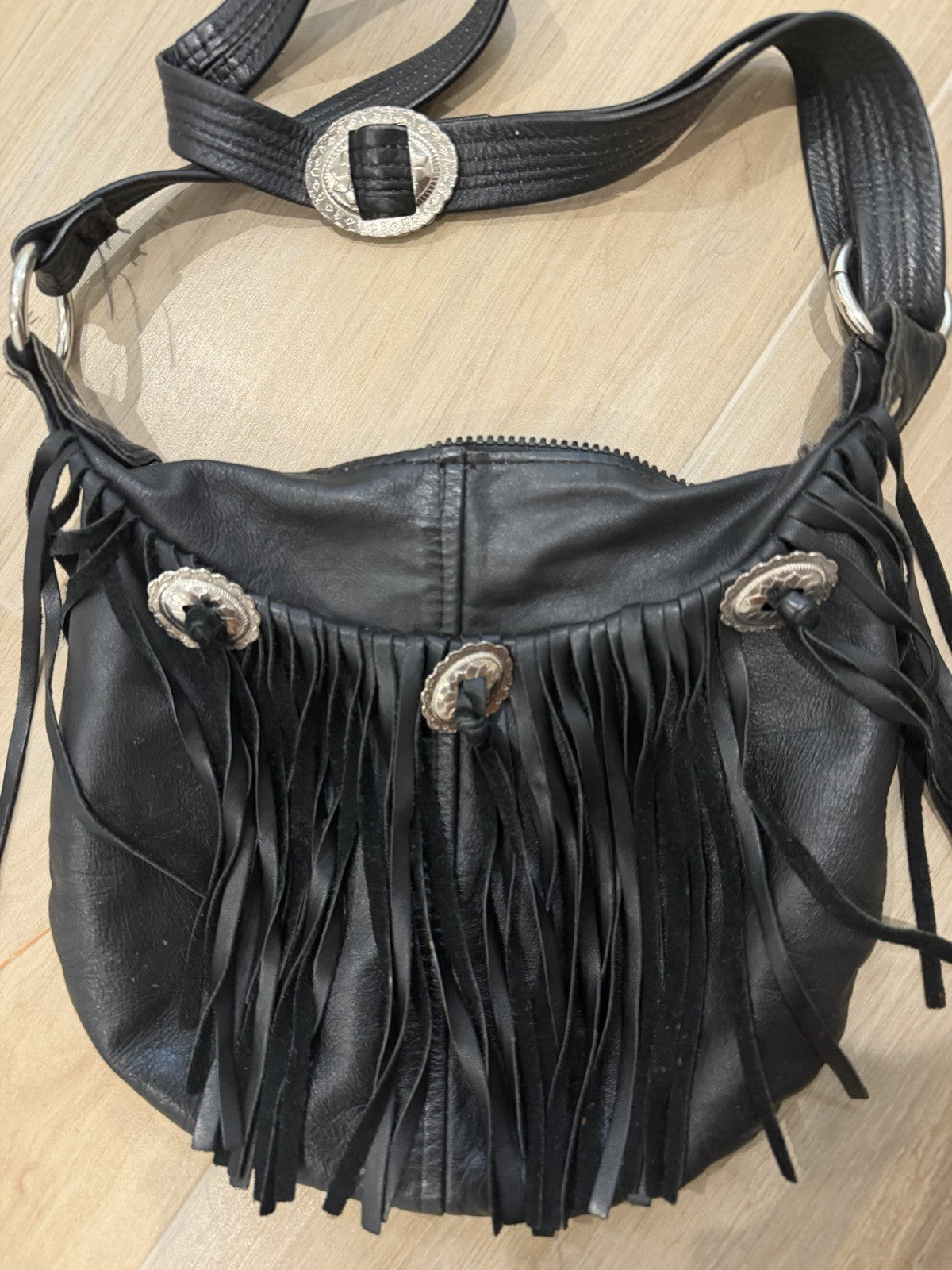 Vintage Western Boho Genuine Leather Crossbody Fringe Purse