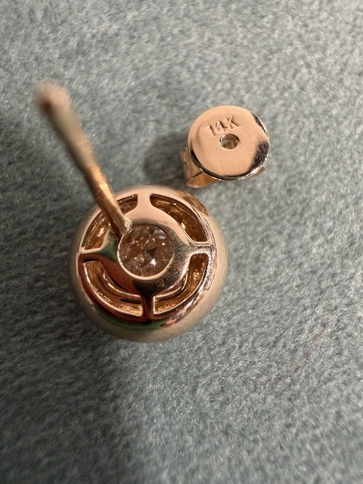 Vintage 1.5ct heart lab diamond 14k stud earrings