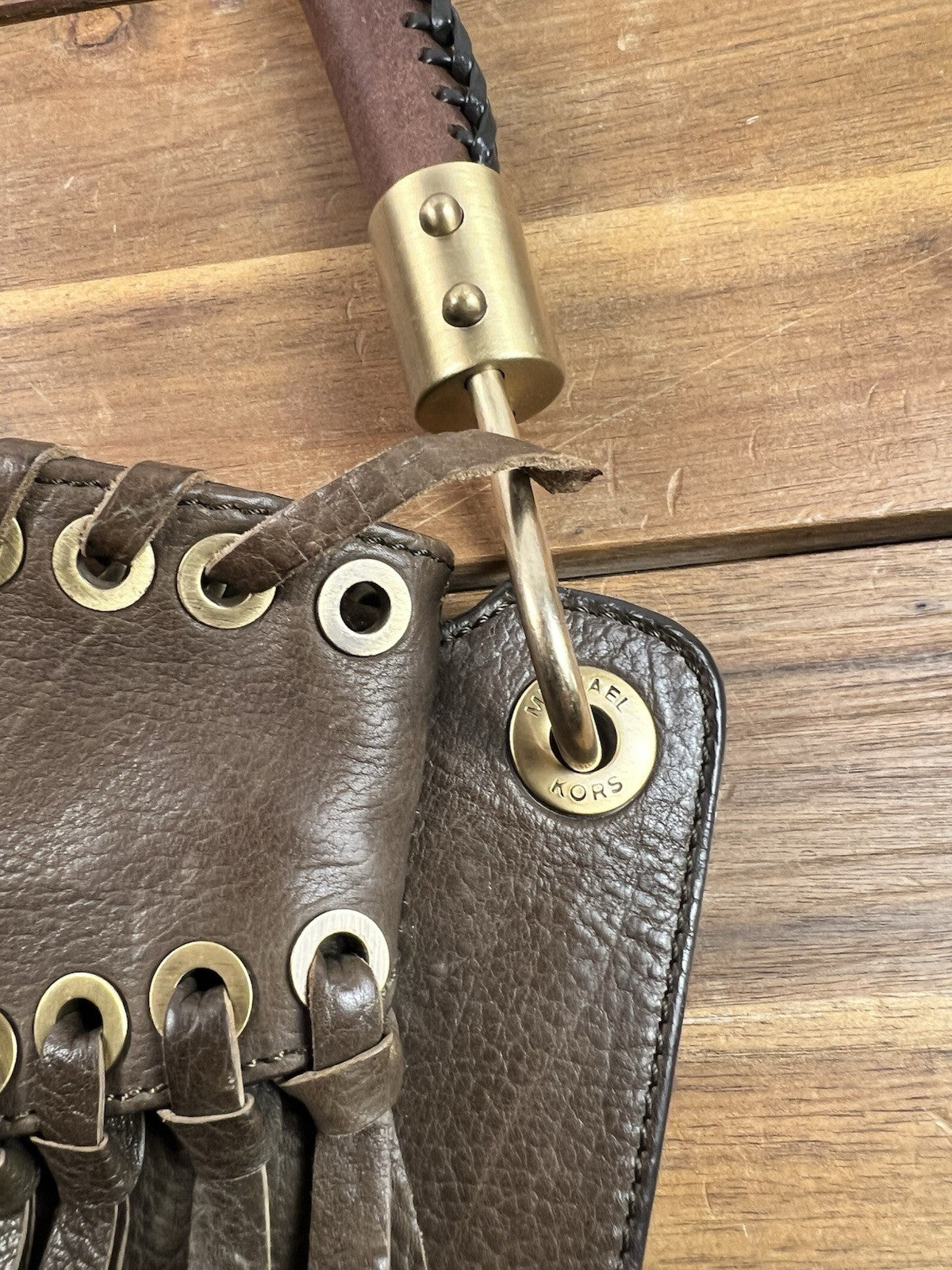 Michael Kors Brown Leather Fringe Handbag