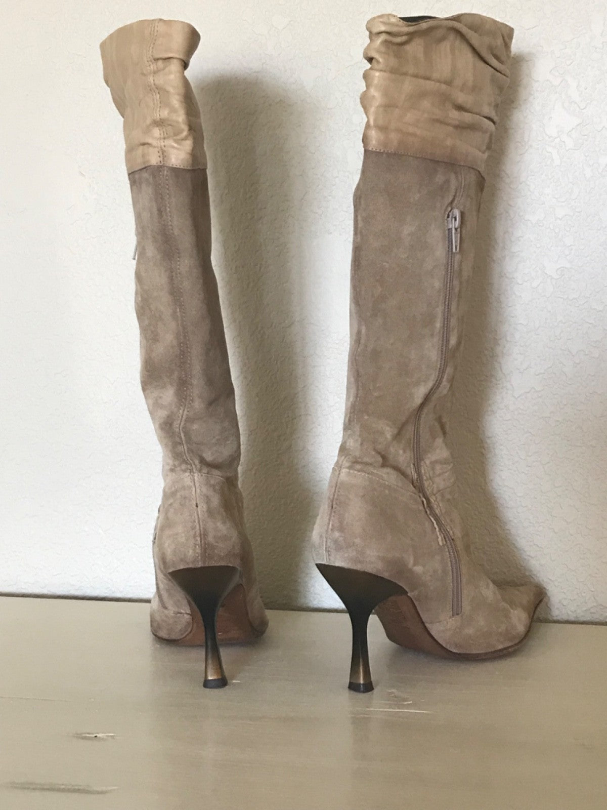 Aldo Y2K Suede and Leather Knee High Boots Pointed Toe Stiletto Heel Ombré