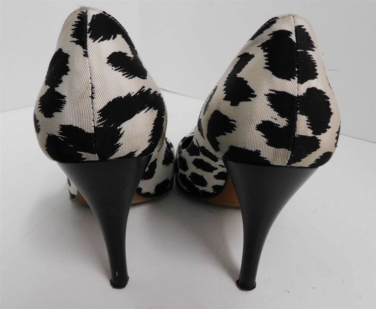Vintage Casadei Black and White Animal Print Canvas Pumps