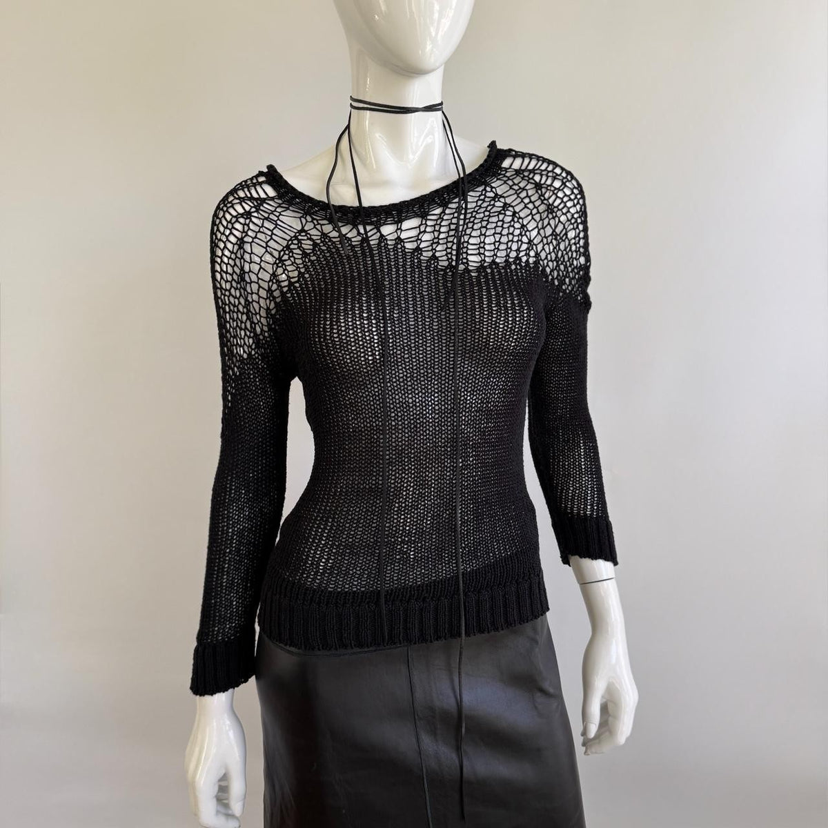 Cop Copine Open-Knit Mesh Sweater Top Small