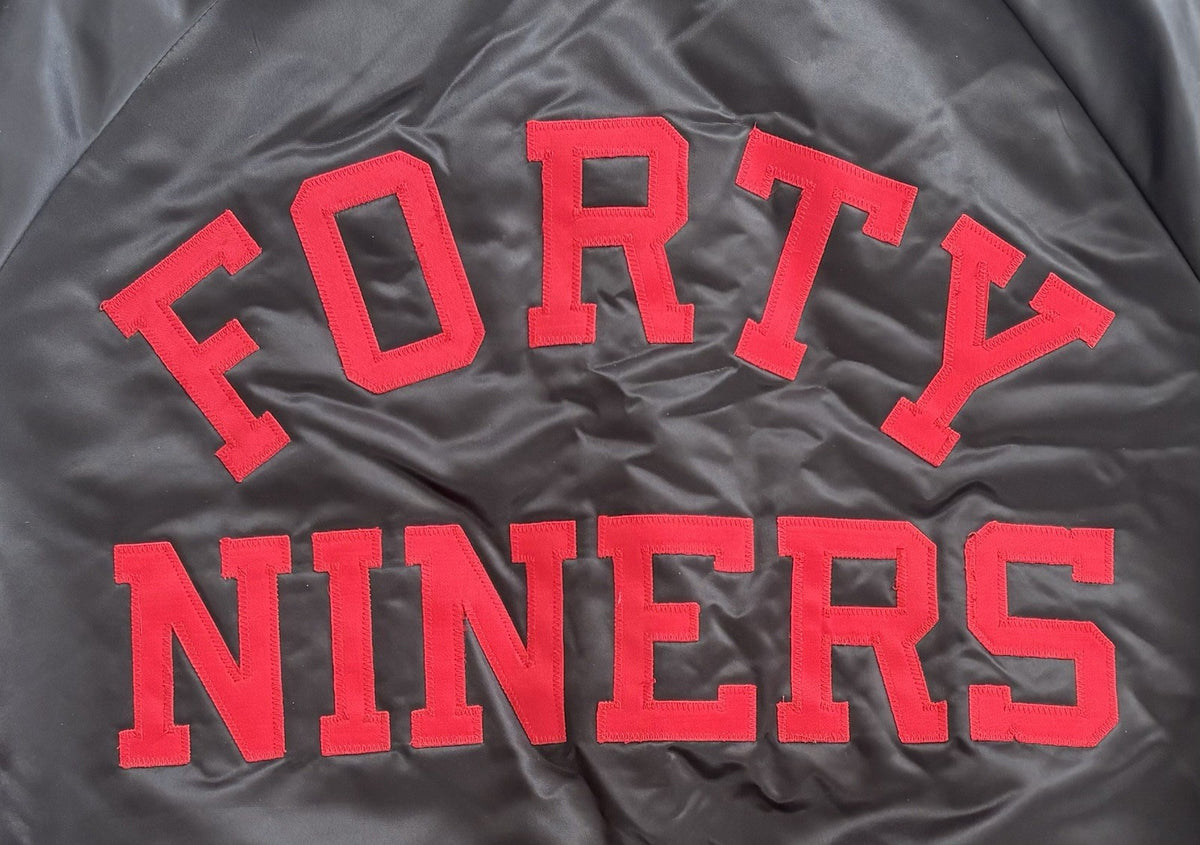 Chalk Line 1980s 49ers Black Satin Jacket XL