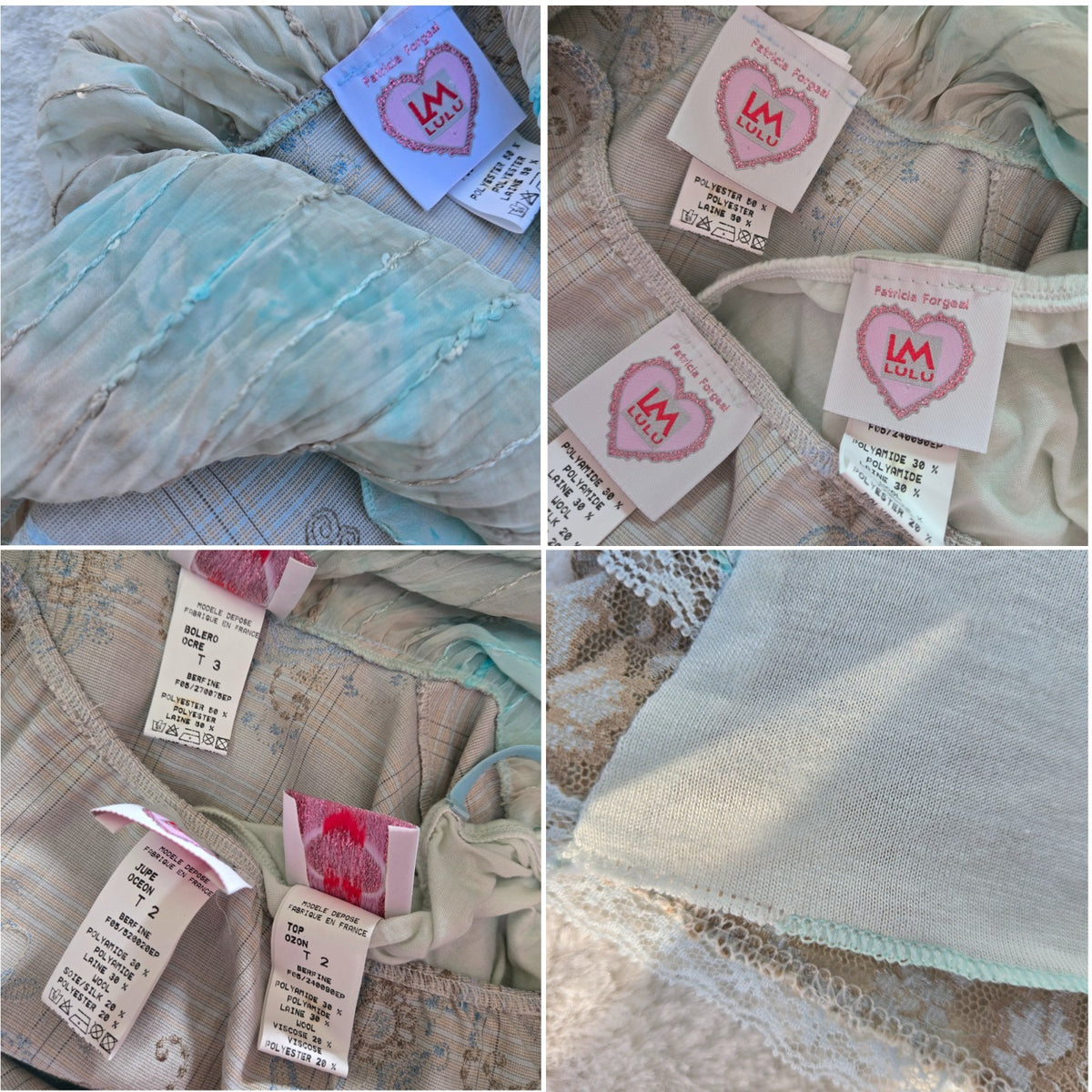 Lulu Patricia Forgeal Vintage Beaded Chiffon Three Piece Set Small