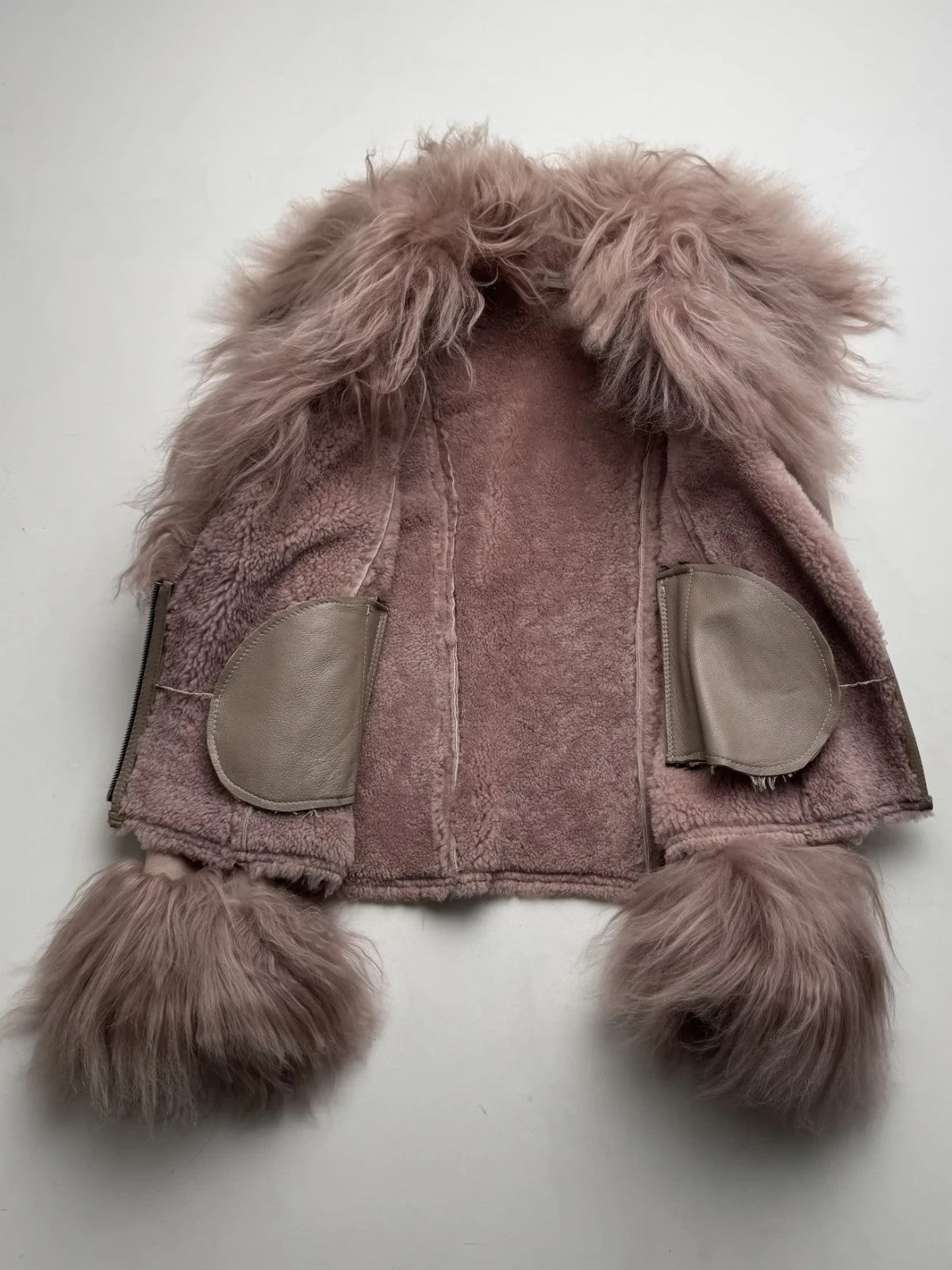Vintage Sheepskin Shearling Leather Jacket Fur Trim Women's Size Small